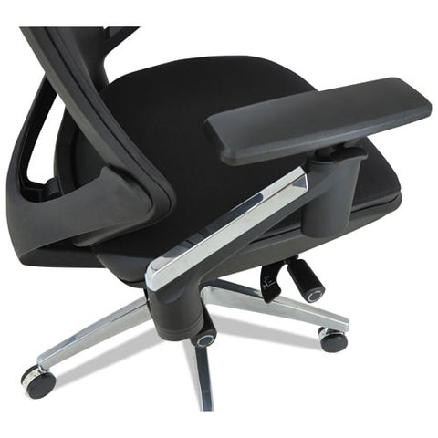 Image of Alera Eb-w Series Pivot Arm Multifunction Mesh Chair, Supports Up To 275 Lbs, Black Seat/black Back, Aluminum Base