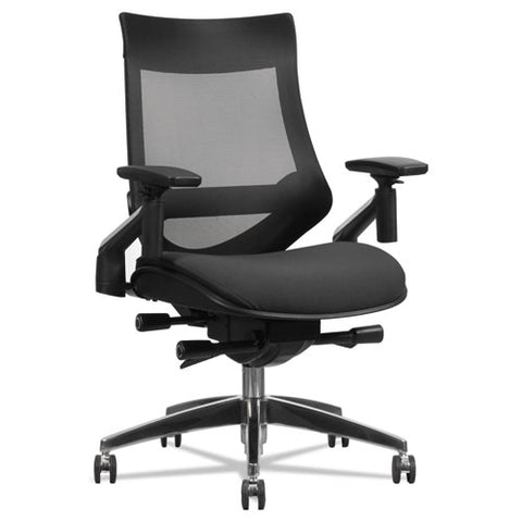 Image of Alera Eb-w Series Pivot Arm Multifunction Mesh Chair, Supports Up To 275 Lbs, Black Seat/black Back, Aluminum Base