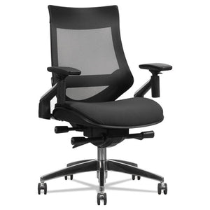 Alera Eb-w Series Pivot Arm Multifunction Mesh Chair, Supports Up To 275 Lbs, Black Seat/black Back, Aluminum Base