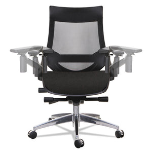 Alera Eb-w Series Pivot Arm Multifunction Mesh Chair, Supports Up To 275 Lbs, Black Seat/black Back, Aluminum Base