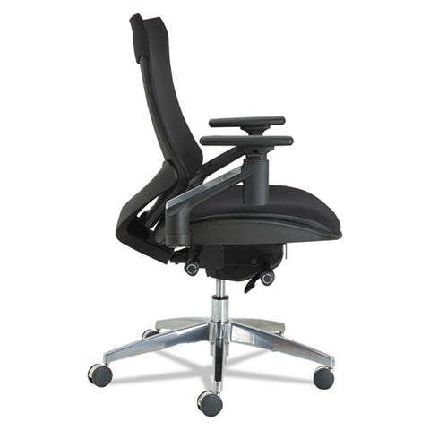 Image of Alera Eb-w Series Pivot Arm Multifunction Mesh Chair, Supports Up To 275 Lbs, Black Seat/black Back, Aluminum Base