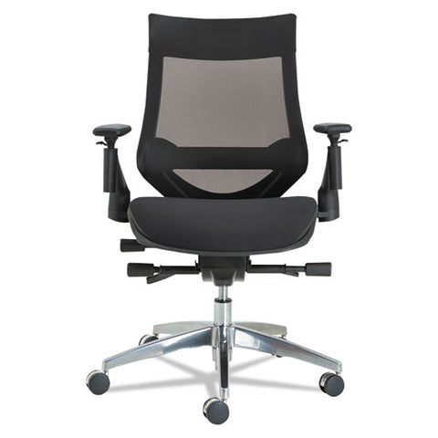 Image of Alera Eb-w Series Pivot Arm Multifunction Mesh Chair, Supports Up To 275 Lbs, Black Seat/black Back, Aluminum Base