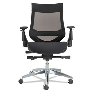 Alera Eb-w Series Pivot Arm Multifunction Mesh Chair, Supports Up To 275 Lbs, Black Seat/black Back, Aluminum Base