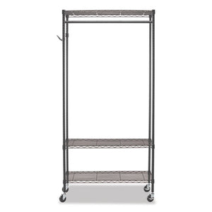 Wire Shelving Garment Rack, 30 Garments, 36w X 18d X 75h, Black