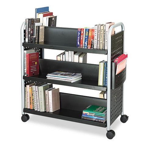 Image of Scoot Book Cart, Three-shelf, 33w X 14.25d X 44.25h, Black