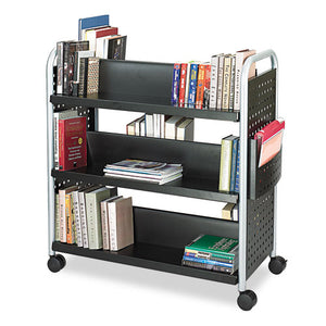 Scoot Book Cart, Three-shelf, 33w X 14.25d X 44.25h, Black