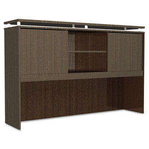 Alera Sedina Series Hutch With Sliding Doors, 72w X 15d X 42.5h, Espresso