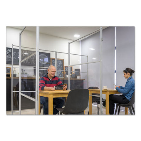 Image of Protector Series Mobile Glass Panel Divider, 68.5 X 22 X 50, Clear/aluminum