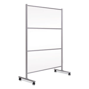 Protector Series Mobile Glass Panel Divider, 68.5 X 22 X 50, Clear/aluminum