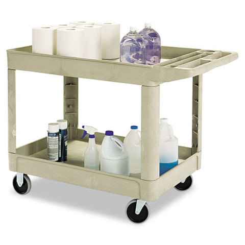 Image of Heavy-duty Utility Cart, Two-shelf, 25.9w X 45.2d X 32.2h, Beige