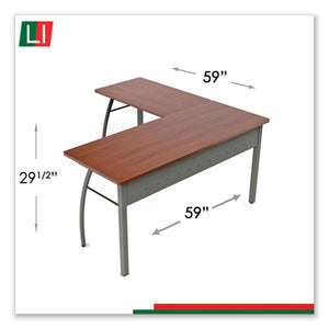 Trento Line L-shaped Desk, 59.13w X 59.13d X 29.5h, Cherry