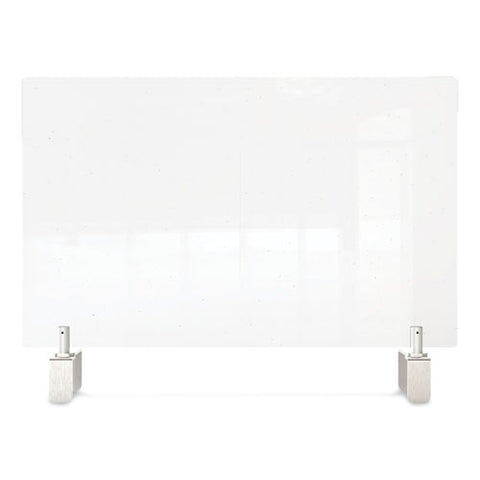 Image of Clear Partition Extender With Attached Clamp, 36 X 3.88 X 30, Thermoplastic Sheeting