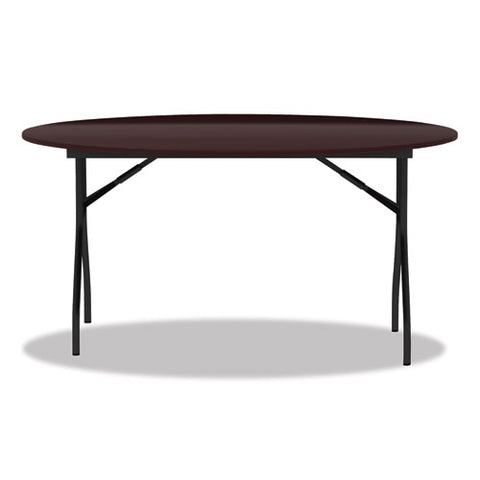 Image of Round Wood Folding Table, 59 Dia X 29 1/8h, Mahogany