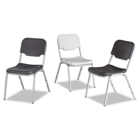 Image of Rough 'n Ready Original Stack Chair, Black Seat/black Back, Silver Base, 4/carton