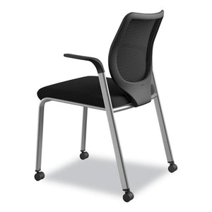 Nucleus Series Multipurpose Stacking Chair With Ilira-stretch M4 Back, Black Seat/black Back, Platinum Base