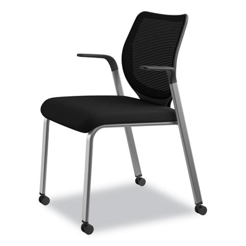 Image of Nucleus Series Multipurpose Stacking Chair With Ilira-stretch M4 Back, Black Seat/black Back, Platinum Base