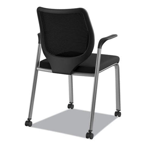 Image of Nucleus Series Multipurpose Stacking Chair With Ilira-stretch M4 Back, Black Seat/black Back, Platinum Base