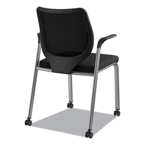 Nucleus Series Multipurpose Stacking Chair With Ilira-stretch M4 Back, Black Seat/black Back, Platinum Base