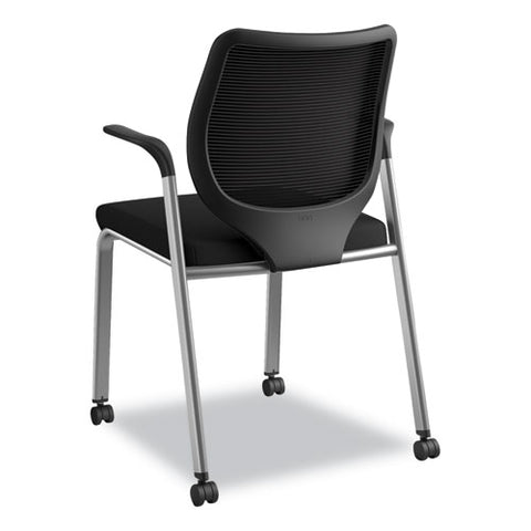 Image of Nucleus Series Multipurpose Stacking Chair With Ilira-stretch M4 Back, Black Seat/black Back, Platinum Base