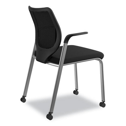 Image of Nucleus Series Multipurpose Stacking Chair With Ilira-stretch M4 Back, Black Seat/black Back, Platinum Base