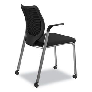 Nucleus Series Multipurpose Stacking Chair With Ilira-stretch M4 Back, Black Seat/black Back, Platinum Base