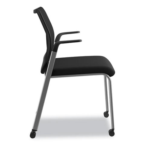 Image of Nucleus Series Multipurpose Stacking Chair With Ilira-stretch M4 Back, Black Seat/black Back, Platinum Base