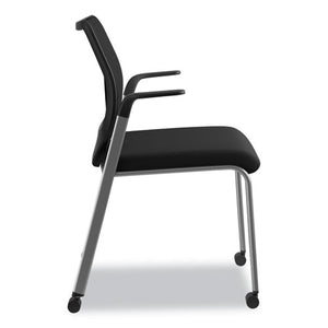 Nucleus Series Multipurpose Stacking Chair With Ilira-stretch M4 Back, Black Seat/black Back, Platinum Base