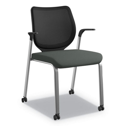 Image of Nucleus Series Multipurpose Stacking Chair With Ilira-stretch M4 Back, Black Seat/black Back, Platinum Base