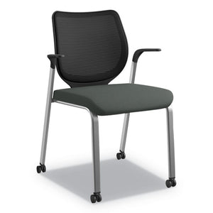 Nucleus Series Multipurpose Stacking Chair With Ilira-stretch M4 Back, Black Seat/black Back, Platinum Base