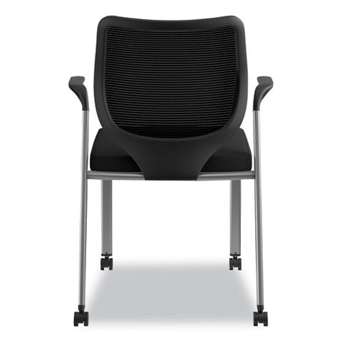 Image of Nucleus Series Multipurpose Stacking Chair With Ilira-stretch M4 Back, Black Seat/black Back, Platinum Base