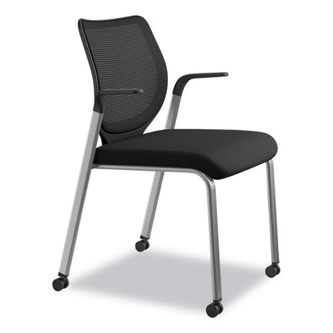 Image of Nucleus Series Multipurpose Stacking Chair With Ilira-stretch M4 Back, Black Seat/black Back, Platinum Base