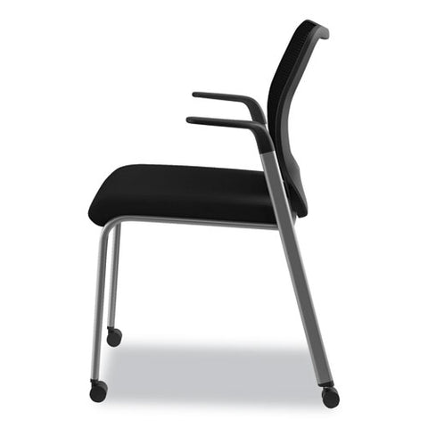 Image of Nucleus Series Multipurpose Stacking Chair With Ilira-stretch M4 Back, Black Seat/black Back, Platinum Base