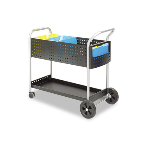 Image of Scoot Mail Cart, One-shelf, 22w X 27d X 40.5h, Black/silver