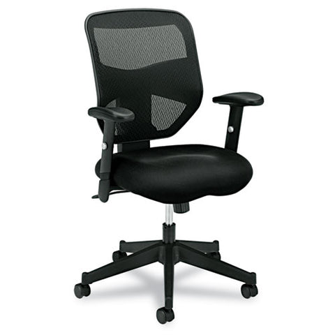 Image of Vl531 Mesh High-back Task Chair With Adjustable Arms, Supports Up To 250 Lbs., Black Seat/black Back, Black Base