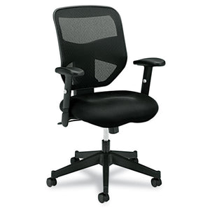 Vl531 Mesh High-back Task Chair With Adjustable Arms, Supports Up To 250 Lbs., Black Seat/black Back, Black Base