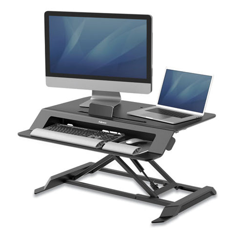 Image of Lotus Lt Sit-stand Workstation, 34.38w X 28.38d X 7.62h, Black