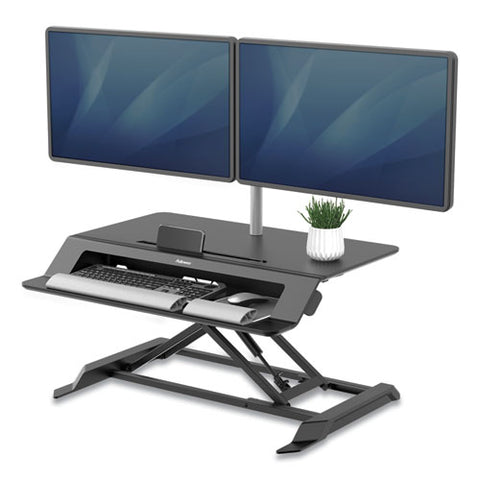 Image of Lotus Lt Sit-stand Workstation, 34.38w X 28.38d X 7.62h, Black