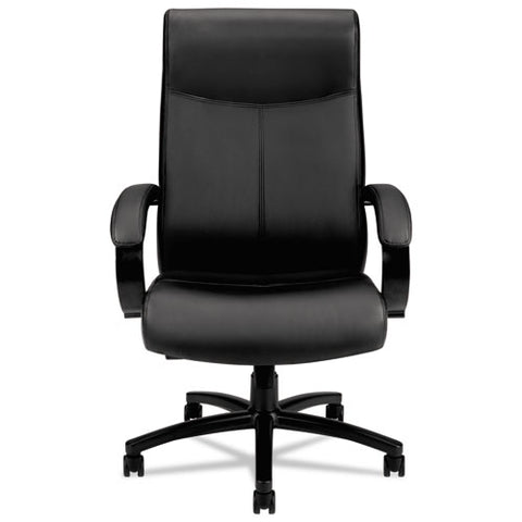 Image of Validate Big And Tall Leather Chair, Supports Up To 450 Lbs., Black Seat/black Back, Black Base