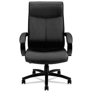 Validate Big And Tall Leather Chair, Supports Up To 450 Lbs., Black Seat/black Back, Black Base