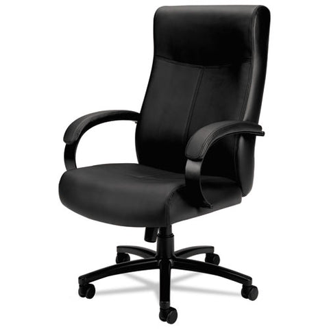 Image of Validate Big And Tall Leather Chair, Supports Up To 450 Lbs., Black Seat/black Back, Black Base