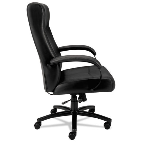 Image of Validate Big And Tall Leather Chair, Supports Up To 450 Lbs., Black Seat/black Back, Black Base