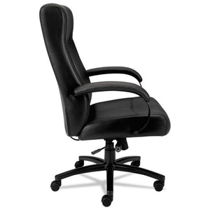 Validate Big And Tall Leather Chair, Supports Up To 450 Lbs., Black Seat/black Back, Black Base