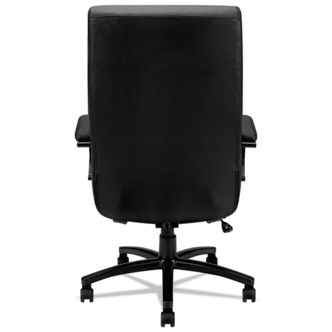 Image of Validate Big And Tall Leather Chair, Supports Up To 450 Lbs., Black Seat/black Back, Black Base