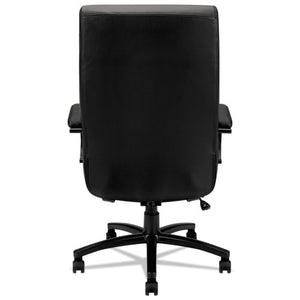 Validate Big And Tall Leather Chair, Supports Up To 450 Lbs., Black Seat/black Back, Black Base