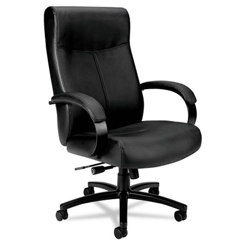 Image of Validate Big And Tall Leather Chair, Supports Up To 450 Lbs., Black Seat/black Back, Black Base