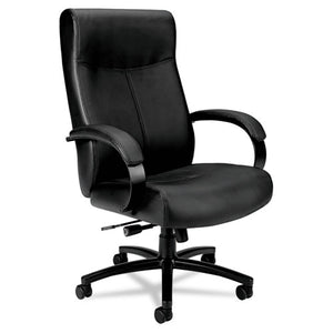 Validate Big And Tall Leather Chair, Supports Up To 450 Lbs., Black Seat/black Back, Black Base