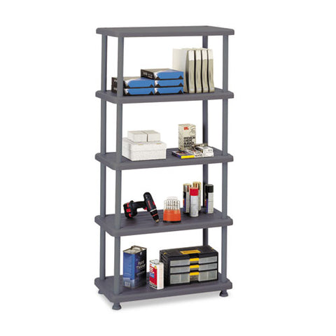 Image of Rough N Ready Five-shelf Open Storage System, Resin, 36w X 18d X 74h, Black