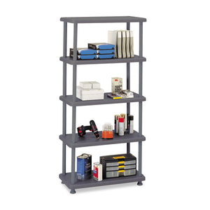 Rough N Ready Five-shelf Open Storage System, Resin, 36w X 18d X 74h, Black