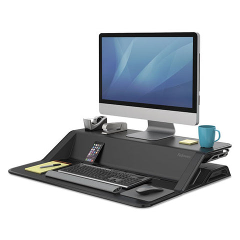 Image of Lotus Sit-stand Workstation, 32.75w X 24.25d X 5.5 To 22.5h, Black