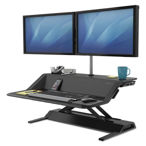 Image of Lotus Sit-stand Workstation, 32.75w X 24.25d X 5.5 To 22.5h, Black